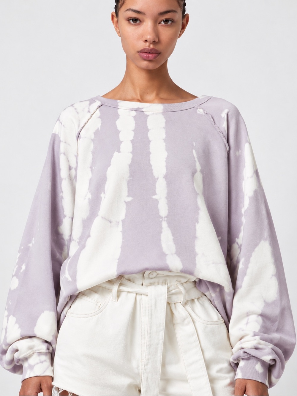 All Saints Tie Dye Jessi Sweat Lilac White Sweatshirt Small